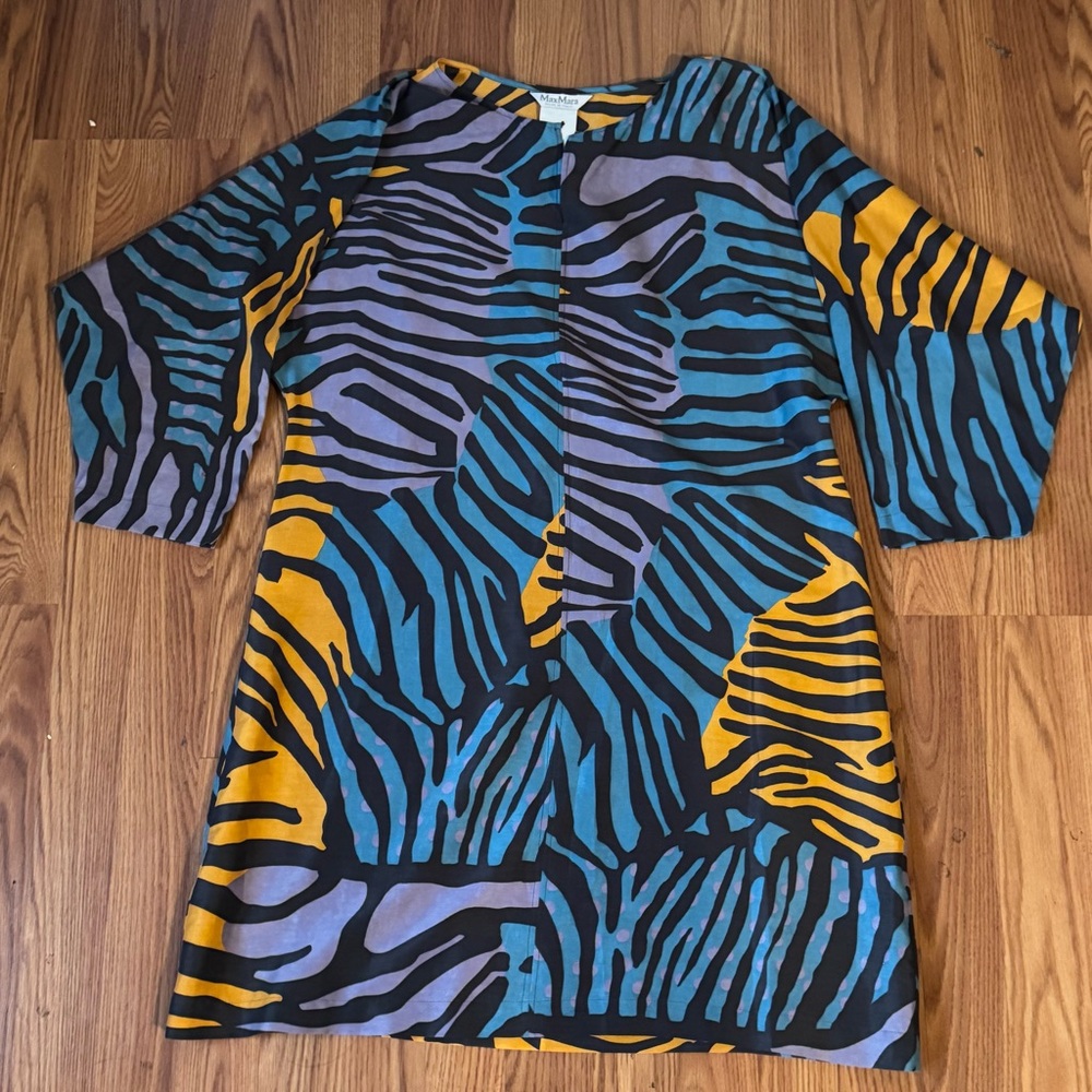 Max Mara Colorful Zebra Print Dress Size‎ 8 Designer Luxury Art Abstract